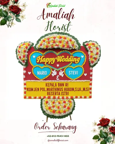 Karangan Papan Bunga Pernikahan di Rowoyoso